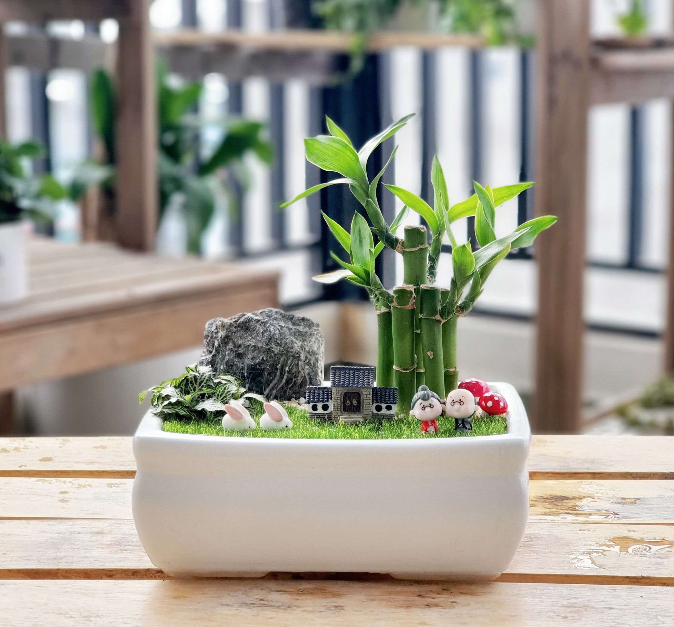 Vật phẩm phong thủy phòng khách: Hút tài lộc, may mắn & thịnh vượng 16 Tiểu cảnh Trúc Phú Quý