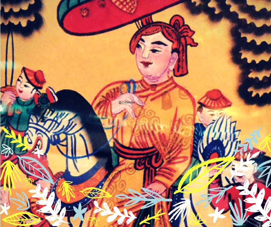 Sự Tích Quan Hoàng Tư và Đền Thờ Quan 3 Quan Hoàng Tư khi ngự đồng mặc áo vàng, khăn chít mỏ rìu, cũng có khi mặc áo trần thủ, mạng chéo, đi cờ kiếm